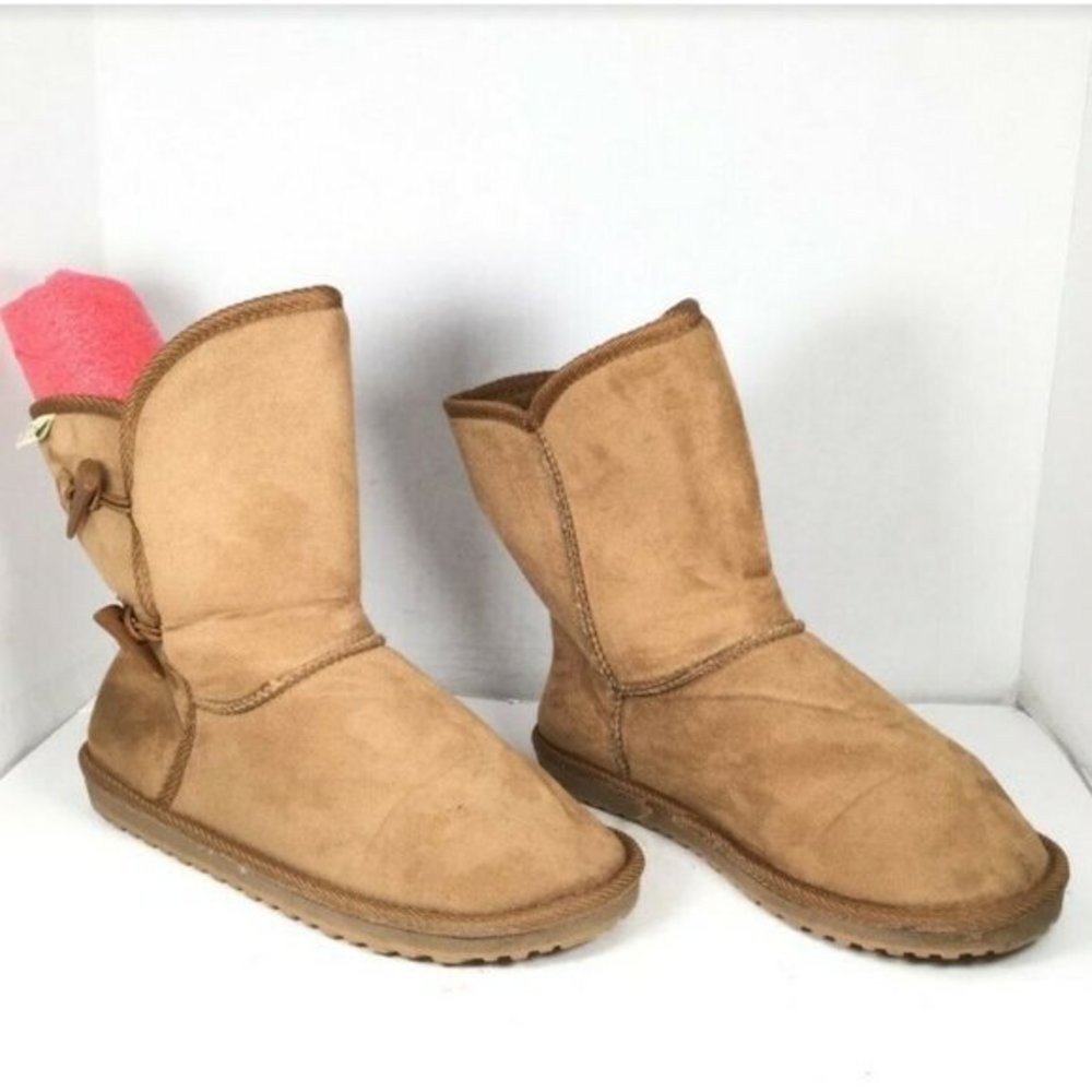Eskis Women's Faux Fur Boots Booties Tan/Brown Size 8